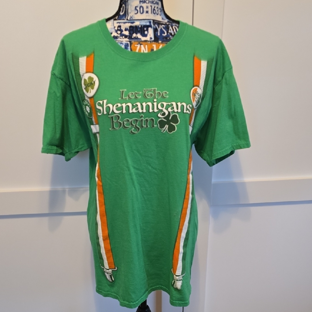 Green Graphic Tee - Let the Shenanigans Begin